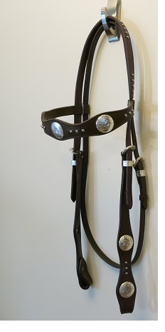 HAL-2020Classic Brown Western Headstall with Conchos